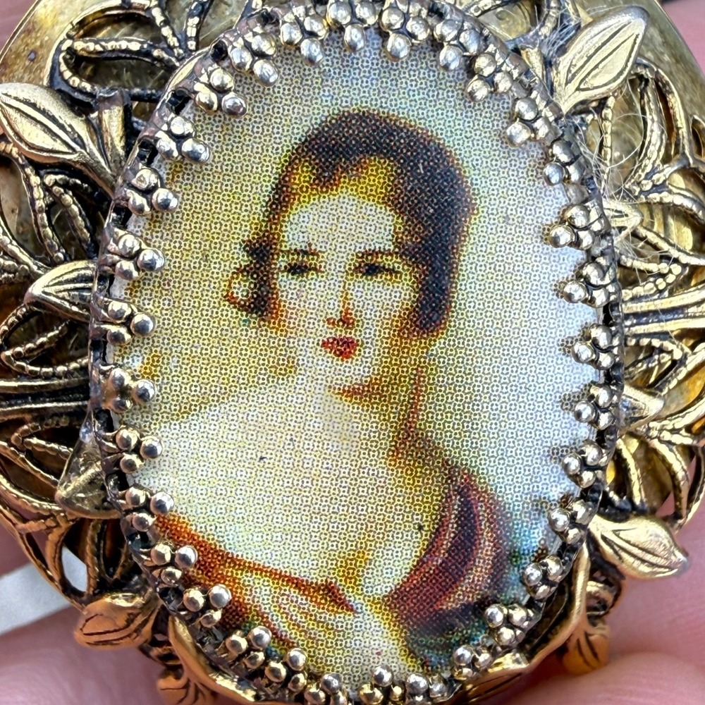Vintage Norman De Luxe Pendant Watch Gold Tone Portrait Tassel 30" READ